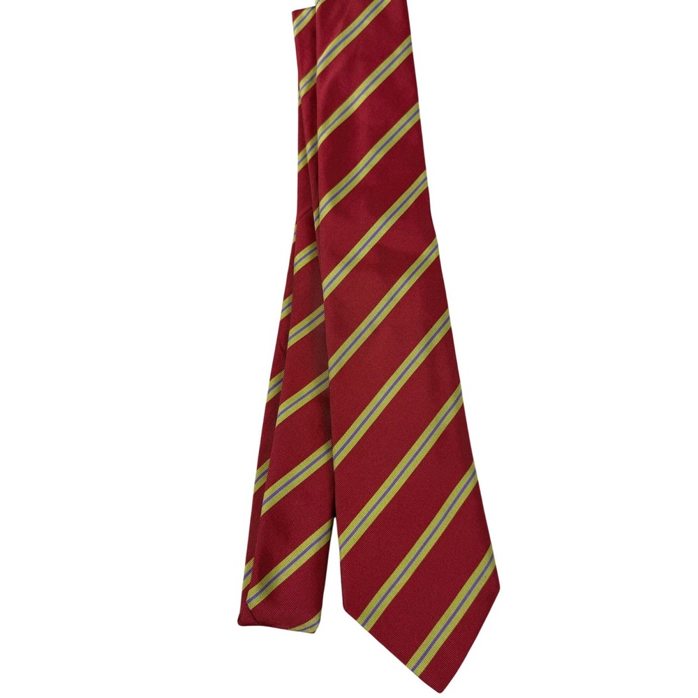 Southern Proper Gold Label Red Yellow Purple Repp Stripe Silk Cotton Tie Italy